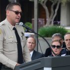 Kings County Sheriff Dave Robinson delivers remarks during Wednesday's Peace Officers Memorial.